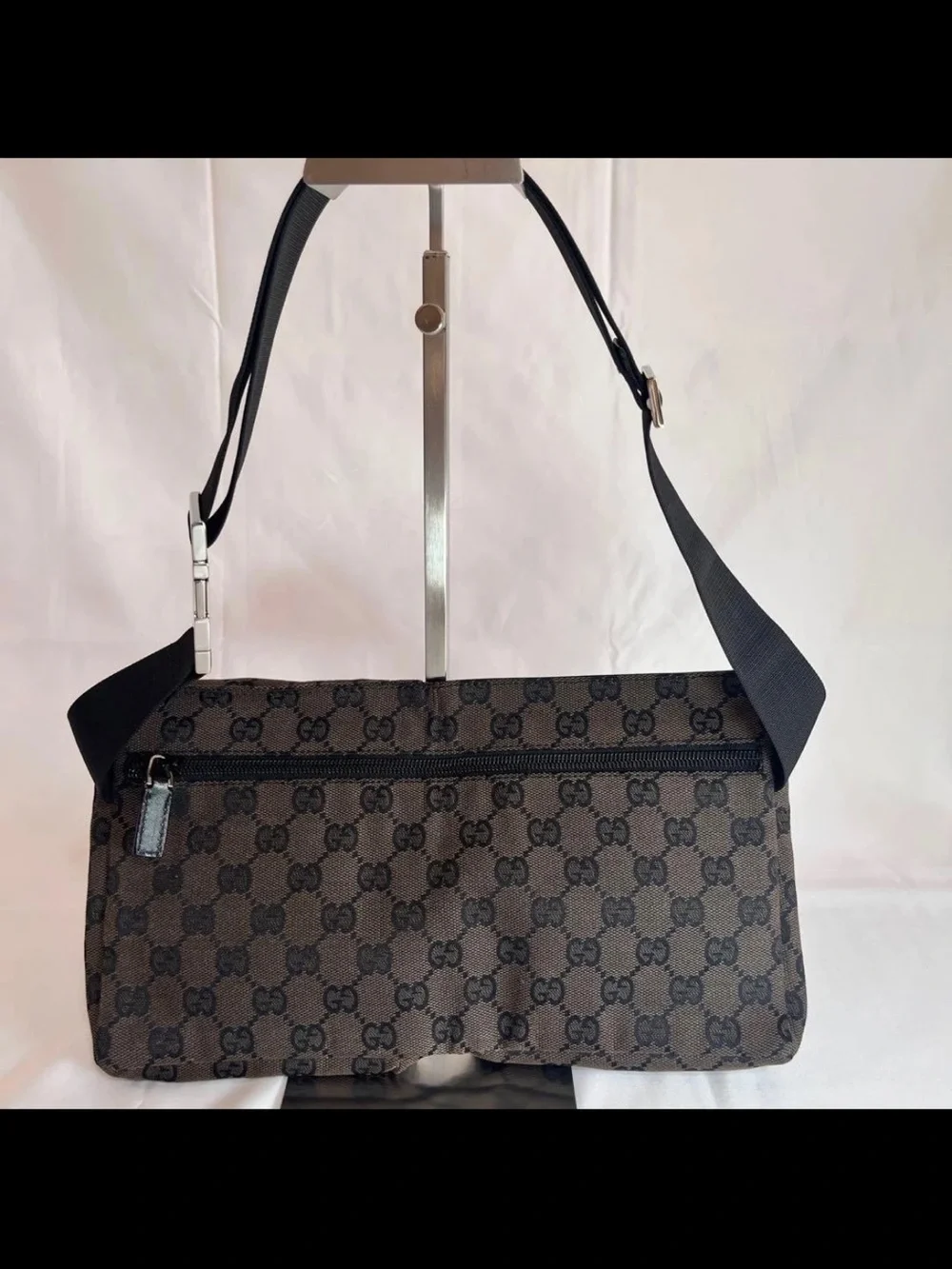 GUCCI Brown GG Monogram Crossbody Belt Bag